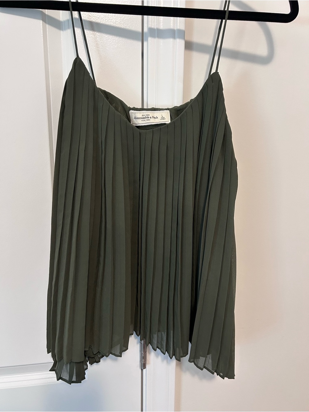 Abercrombie & Fitch Olive Green Pleated Camisole